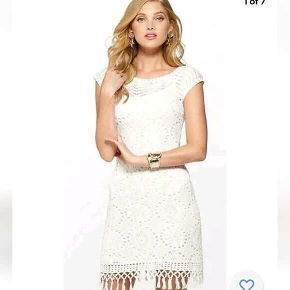 Lilly Pulitzer Adabelle Crochet Tasseled Crochet Dress Size XS - Picture 1 of 8